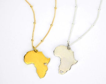 Personalized South Africa Pendant Necklace, Home Country Necklace, Continent Necklace, Gold Africa Necklace, Silver Homecoming Necklace