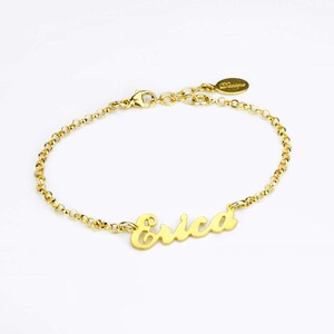 Erica Name Plate Bracelet, Personalized Gold Bracelet, Custom Name Bracelet, Sterling Silver Nameplate Bracelet, Signature Bracelet