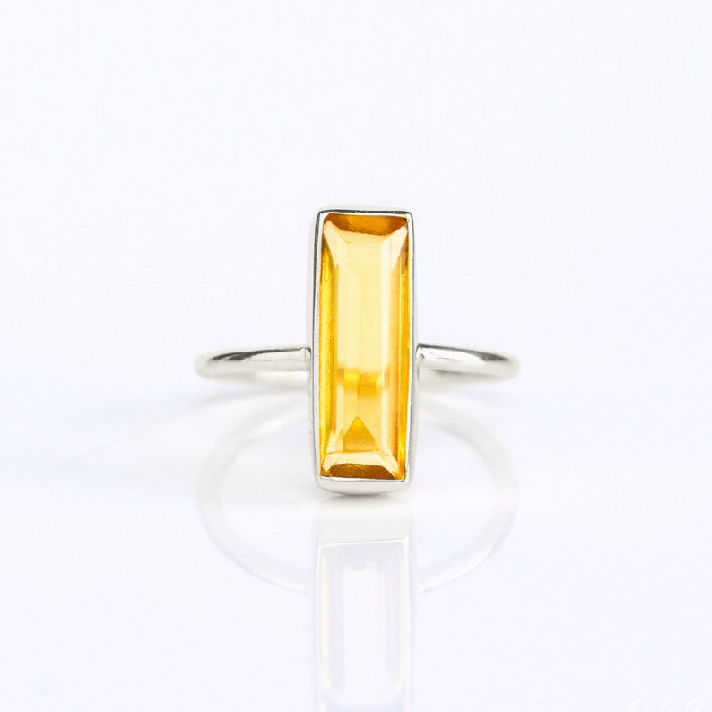Citrine Bar Ring, November Birthstone Ring, Geometric Ring Modern Ring, Gemstone Vertical Bar Ring November Birthday gift Adira Ring yellow image 2