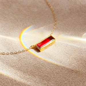 Personalized Garnet Bar Necklace • January Birthstone, Custom Name Pendant with Secret Message, Engraved Gift for Her, Nameplate necklace