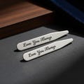 Christmas Gift for Him • Custom Engraved Stainless Steel Collar Stays, Personalized Hidden Message Gift for Husband, Dad, Groom or Boyfriend