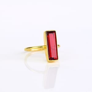 Garnet Bar Ring, January Birthstone Ring, Geometric Ring Modern Ring, Gemstone Bar Ring, Vertical Bar Ring January Birthday gift, Adira Ring