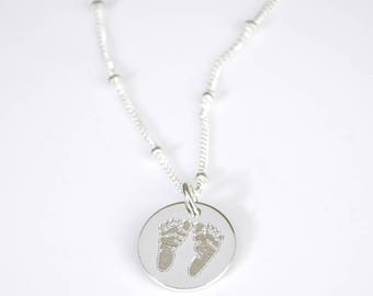 Baby Footprint Necklace for new mom, Baby Shower Gift, push present, pregnancy gift mothers necklace, Pregnancy Announcement gift, footprint