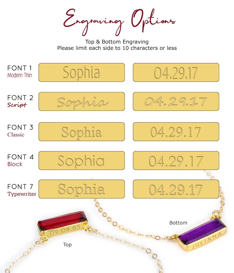 Ruby Bar Necklace Birthstone for July, Custom Name Necklace Personalized, Dainty Gold Gemstone Bar Necklace, Adira Series, Baguette Bar image 6