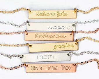 Staafketting gepersonaliseerd, oma ketting voor moeder oma ketting aangepaste naamketting naamplaatje ketting kindernamen kerstcadeau moeder
