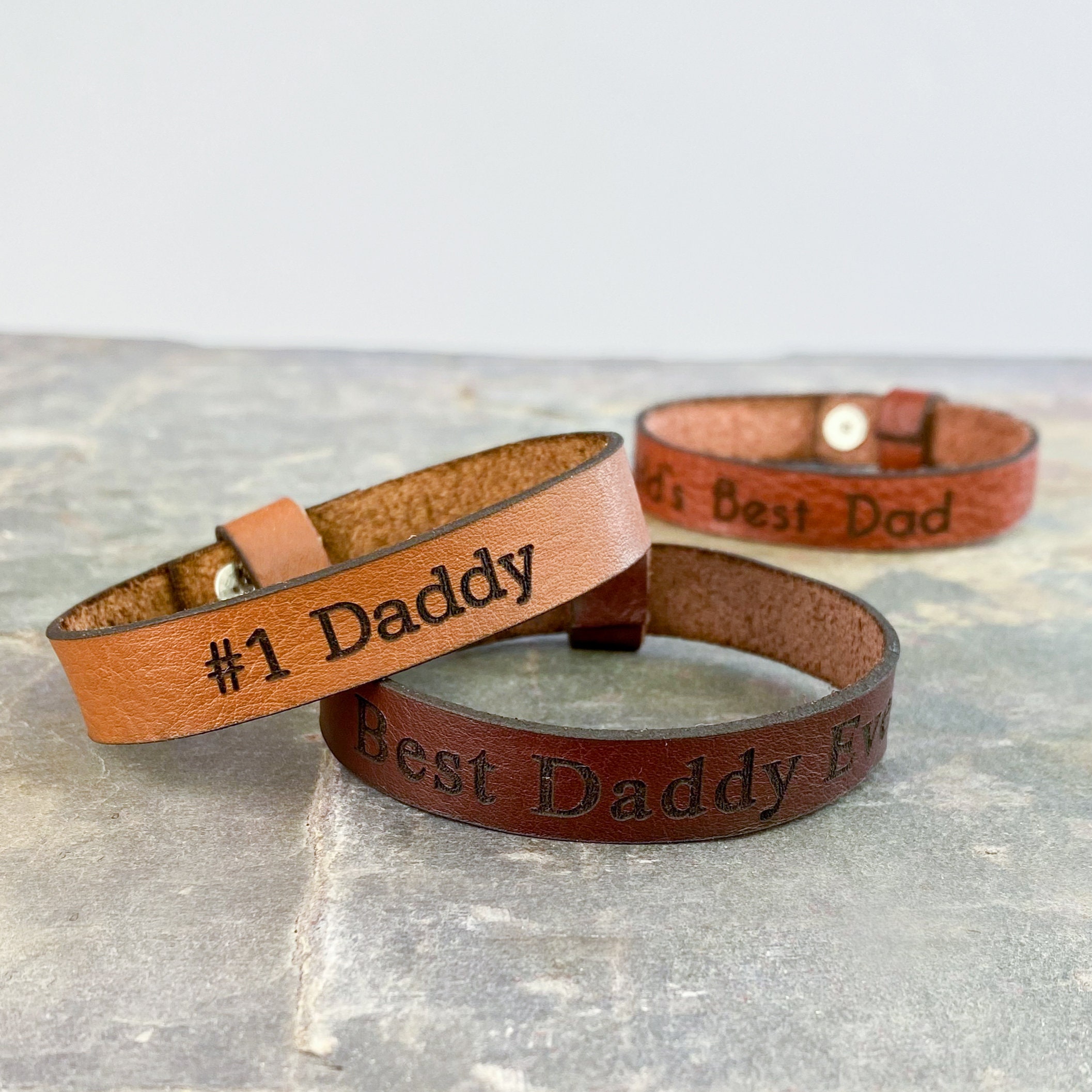 Personalized Leather Bracelet for Men With Kids Names Gift Etsy