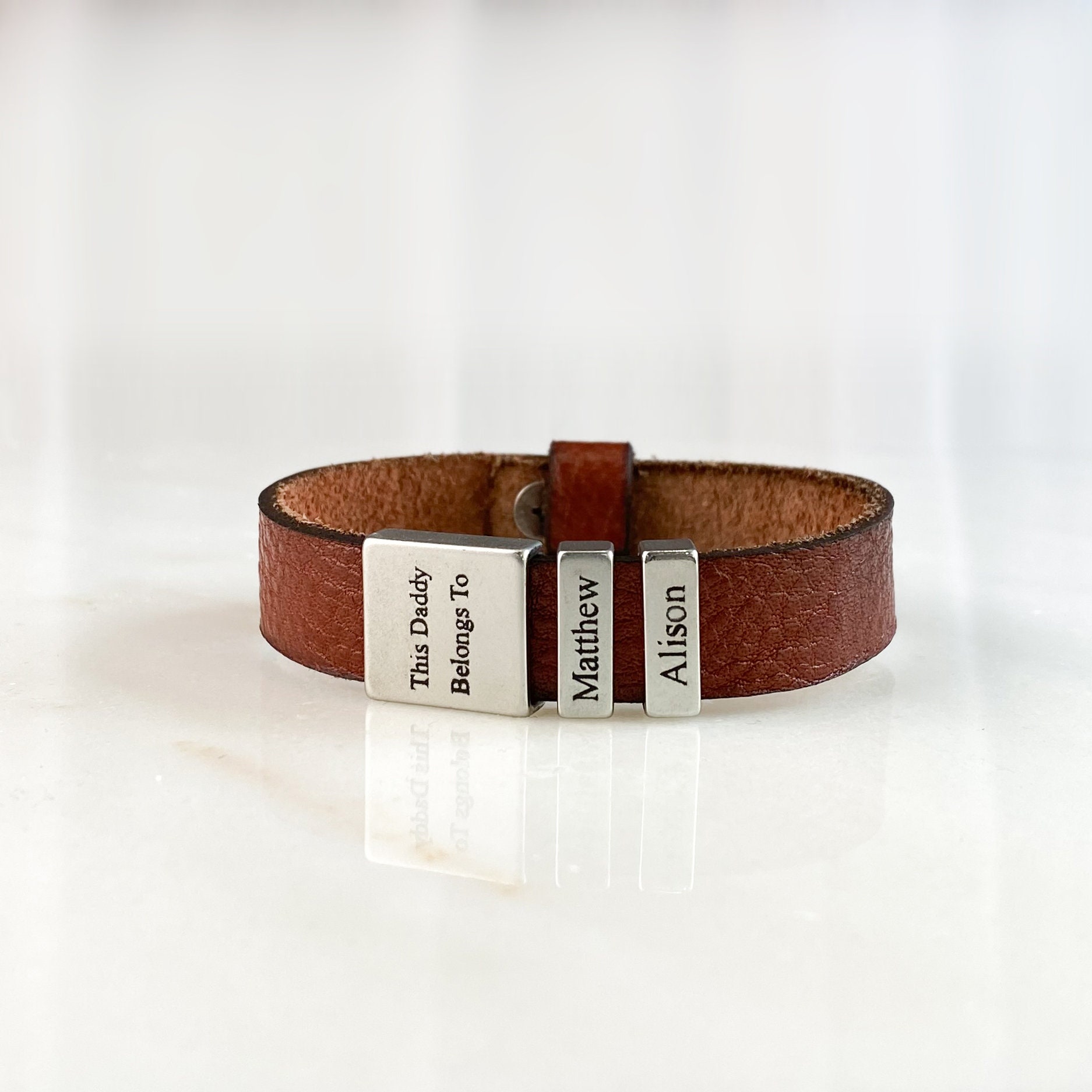 Personalized Leather Bracelet for Men with Kids Names Etsy