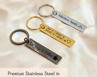 Personalized Coordinates Keychain • GPS Location Keychain, Compass