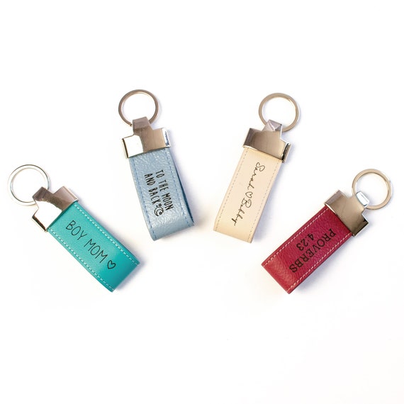 Personalized Leather Key Chain Custom Leather Keyring Gift 