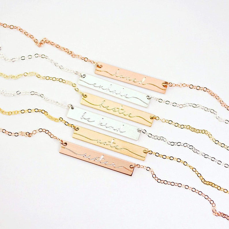 Personalized Mama NecklaceGold Engraved Name Necklace Dainty Necklace Custom Mother's Necklace mothers day gift for Mom Rose Gold Bar image 9