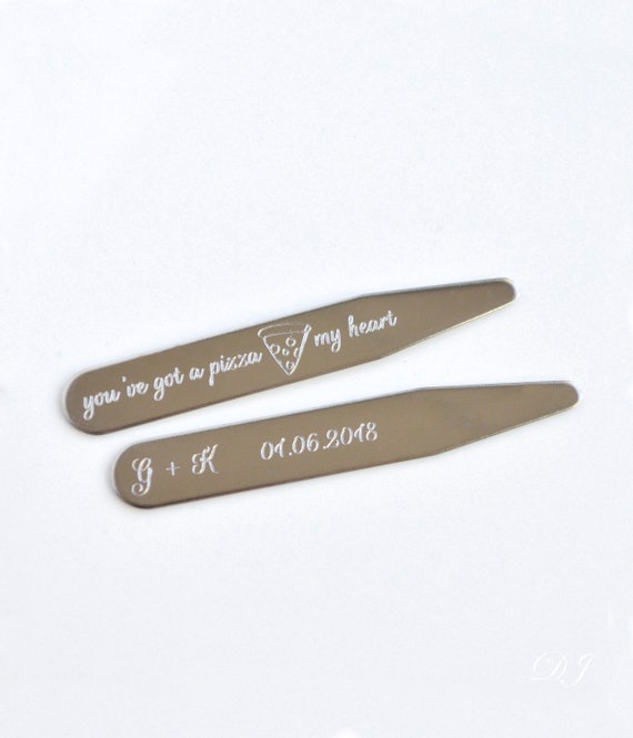 2.5 Inch Metal Collar Stiffeners Made In USA MODERN GOODS SHOP Stainless Steel Collar Stays With Laser Engraved Illinois Design