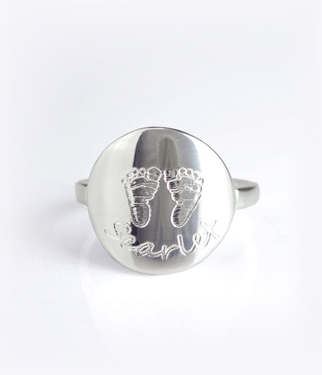Personalized Footprint Ring, Custom Baby Footprint Ring, New Mom Ring ...