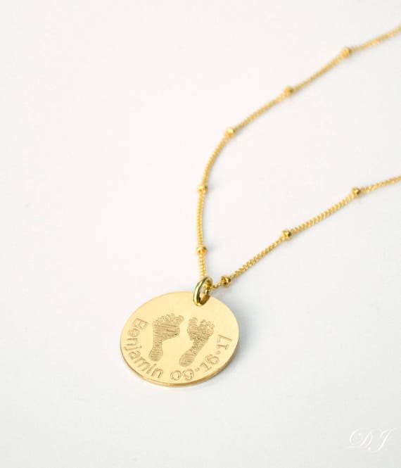 Actual Baby Handprint Necklace Sterling Silver - Gold Name Pendant Rahul Actual Baby Handprint Necklace Sterling Silver - Gold Name Pendant Rahul