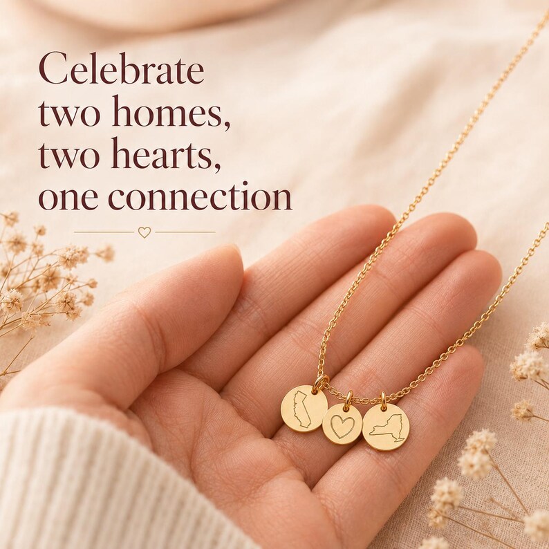 Personalized location necklace for best friends, sisters, couples, moms, and daughters.