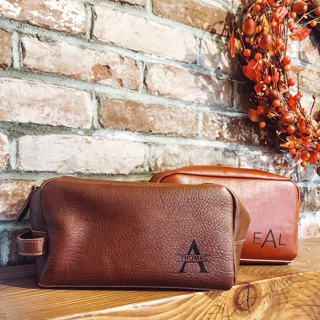 Personalized Engraved Men's Dopp Kit Genuine Leather Etsy