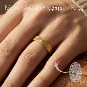 Personalized Gift for Him – Actual Fingerprint Ring | Custom Sterling Silver Wedding or Engagement Ring for Men | Boyfriend Promise Rings