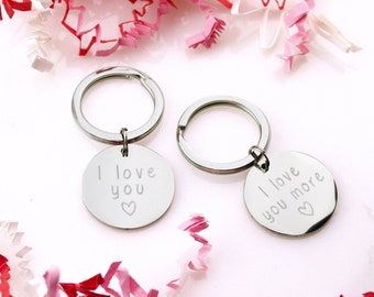 Custom Mother's Day Gift Anniversary Keychain with Wedding Date, Initials Custom Engraved Key Chain Anniversary Present for Husband Wife