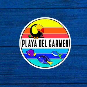 Calcomanía de 3" para vacaciones en la playa, buceo en el océano, Playa del Carmen, México