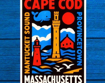 Cape Cod Massachusetts vintage reissticker sticker 2,8 x 4 inch