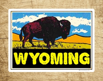 Wyoming Buffalo Sticker Decal 4" x 3" Yellowstone National Park Bison Decals Stickers