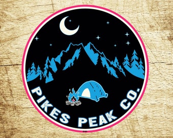 Pikes Peak Colorado Sticker Mountains 3" Stickers Decal Camping