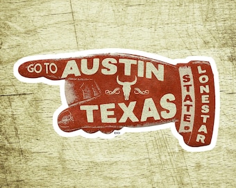 Austin Texas Vintage Reise-Aufkleber Aufkleber 3 7/8 ""Lonstar Laptop Bumper"