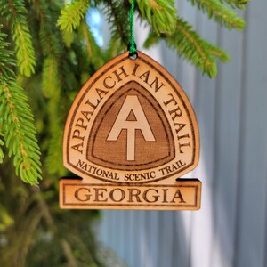 Appalachian Trail Georgia Ornament Christmas American Wood Engraved Flags 3.25&quot; GA