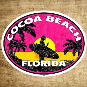 AUTOCOLLANT AUTOCOLLANT Surf de Cocoa Beach en Floride, Surf de l&#39;océan Atlantique 3,6 x 2,75 pouces