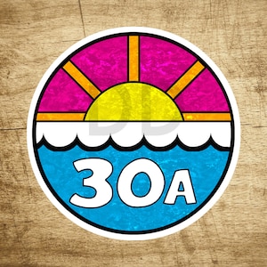 3.5&quot; 30A Florida Emerald Coast 30 A Beach Decal Sticker Seaside Destin