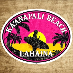 Surfing Ka'anapali Beach Maui DECAL STICKER Lahaina Surf 3.6" x 2.75"