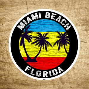 Miami Beach Florida Decal Sticker 3&quot; Sunset Palm Trees