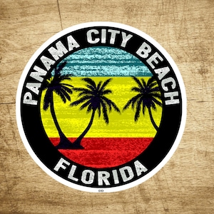 Panama City Beach Florida Vacation Ocean Palm Tree Sticker Decal 3&quot;