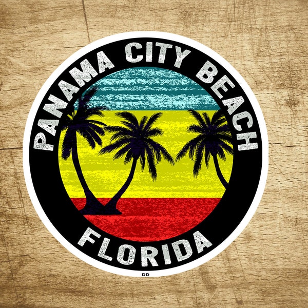 Panama City Beach Florida Vacation Ocean Palm Tree Sticker Decal 3"