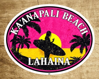 Surfen Ka'anapali Beach Maui AUFKLEBER Lahaina Surf 3.6 "x 2.75"