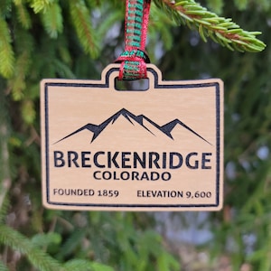Breckenridge Colorado Ornament Christmas EcoBirch Laser Cut Skiing Ski Mountains