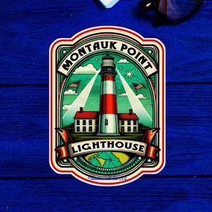 Montauk Point Lighthouse Sticker Decal 3.9" Vinyl Light House New York Long Island