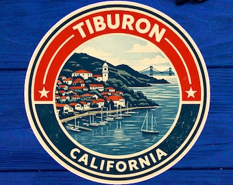 Tiburon California vinylklistermärken i blandade storlekar.