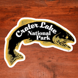 Crater Lake National Park Decal Sticker Vinyl 3.75&quot; x 2.75&quot; Fish Laptop Oregon