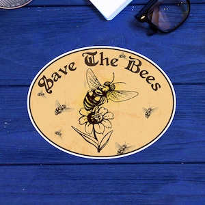 Sticker Save The Bees Miel Fleurs Nature Aliments Santé Extérieur Environnement Sticker 3,75&quot; Vinyle