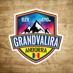 Calcomanía Ski Grandvalira Andorra 3&quot; Pegatina Esquí Canillo Pirineo