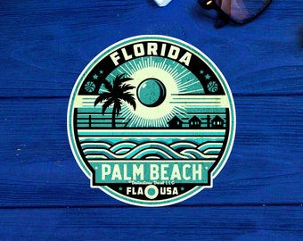 Calcomanía de Palm Beach, Florida, de 3 a 5 pulgadas, palmeras, FL