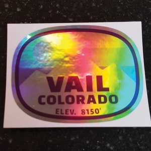 Skiing Vail Colorado Holographic Sticker Decal 3.75&quot; Snowboarding Ski Hologram