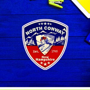 Ski North Conway New Hampshire Skiing Hiking Camping Biking Bike Sticker 3&quot;