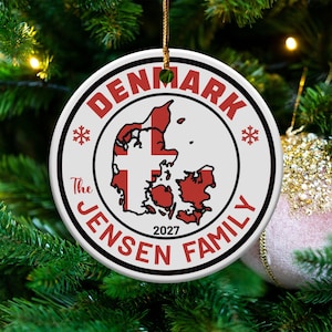 Dänemark Familie Ornament, personalisierte Weihnachtsgeschenk, Benutzerdefinierte Familienname, Urlaubs Andenken, Skandinavischen Urlaub Dekor