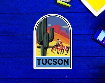Vintage Tucson Vinyl Decal Sticker 3.75" x 2.75" Arizona