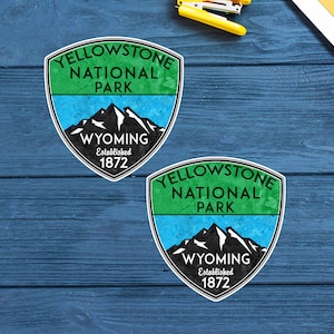 2 Yellowstone National Park 1.75&quot; Decals Stickers Wyoming Sticker Decal Vinyl
