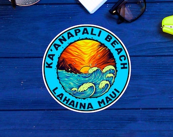 Ka'anapali Beach Lahaina Maui klistermärke 3" till 5" vinyl tillverkad i USA NYHET