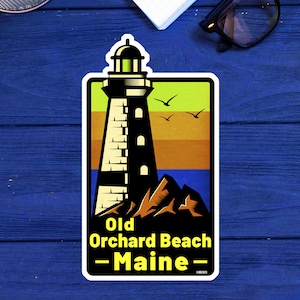 Calcomanía de Old Orchard Beach, Maine, 3.75&quot;, Faro, ME