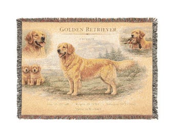 Golden Retriever personalized pet name Woven Blanket | Custom Dog Throw