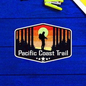 Pacific Coast Trail California Oregon Washington Hiking Sticker 3.75&quot;
